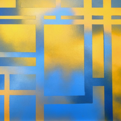 abstract grid in yellow and blue