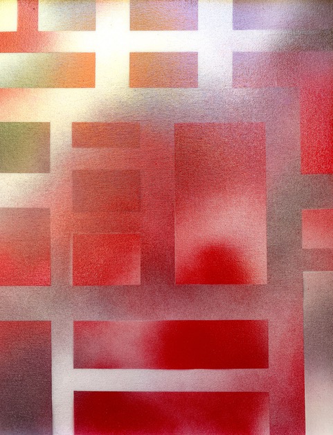 abstract grid in red and silver