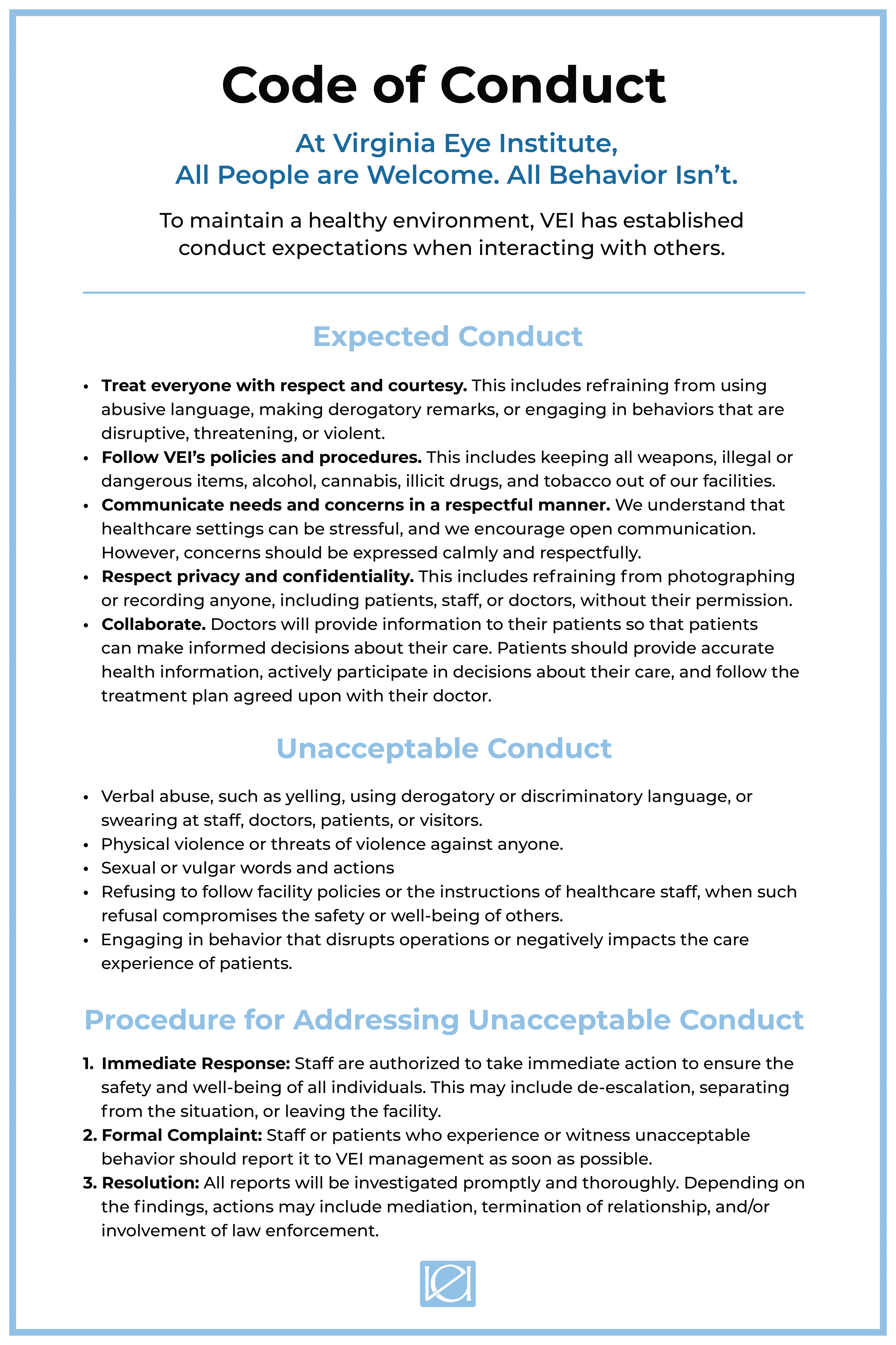 VEI Code of Conduct